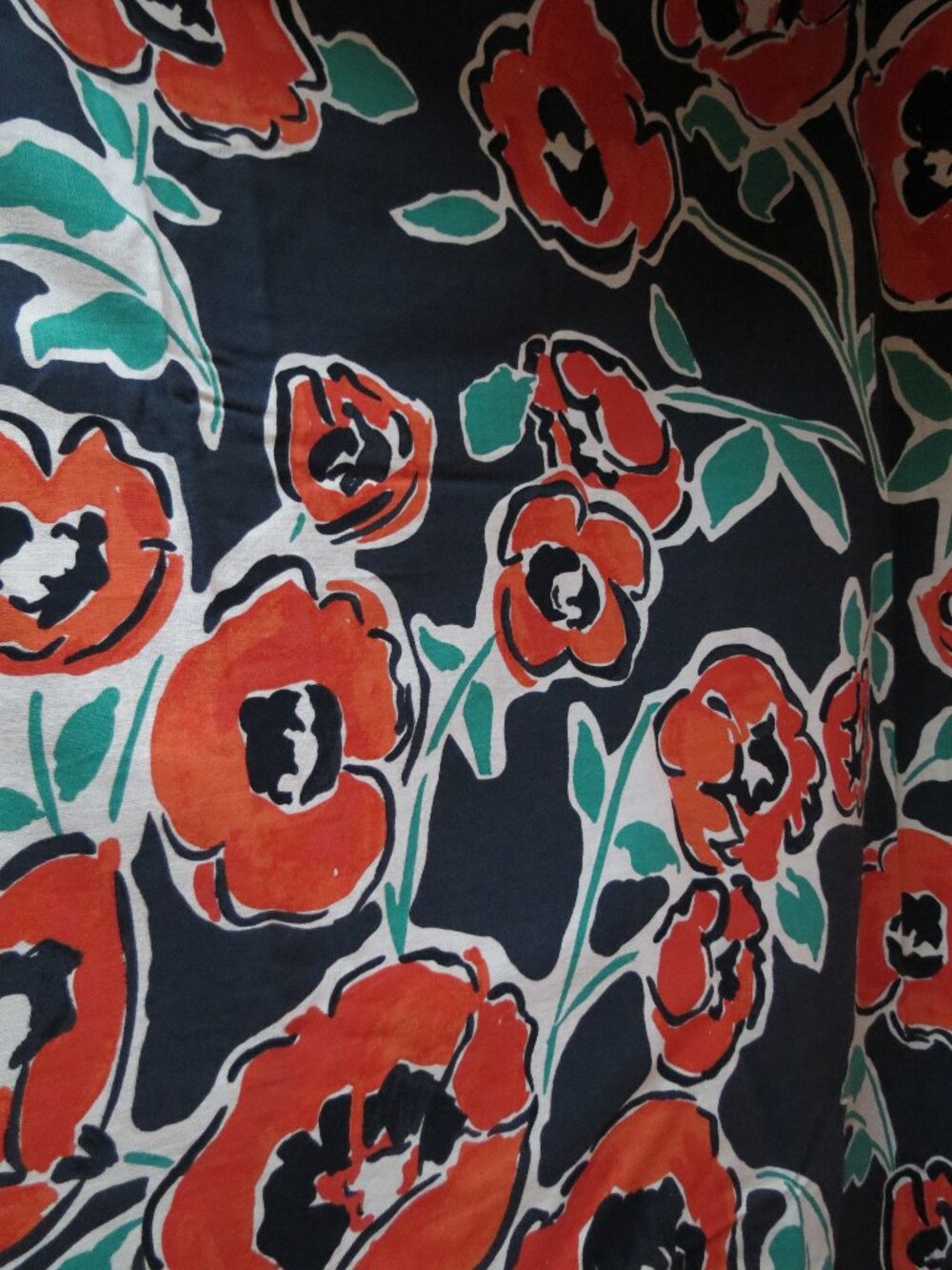 Navy Shower Curtain Mod ART FLORAL Poppies